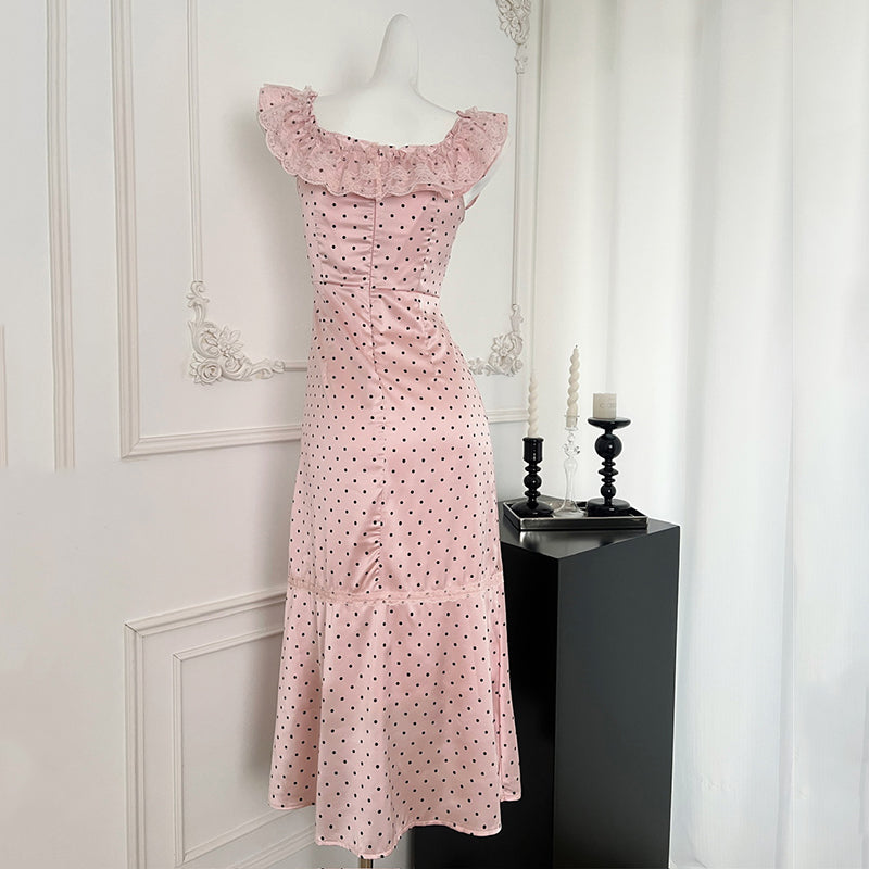 BXOXO - summer inspo Fashion Polka Dot Camisole Dress Women Summer 2025 New Slimming Long Elegant Style Dresses Goddess Gentle Vestido