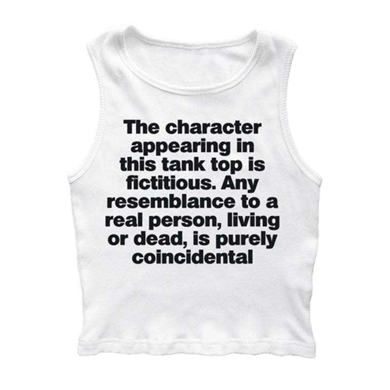 Bxoxo Casual Fashion Streetwear Hip Hop Rock vintage Harajuku Y2K Women's Sleeveless Camisole Letter Pattern Print White Slim Baby Top