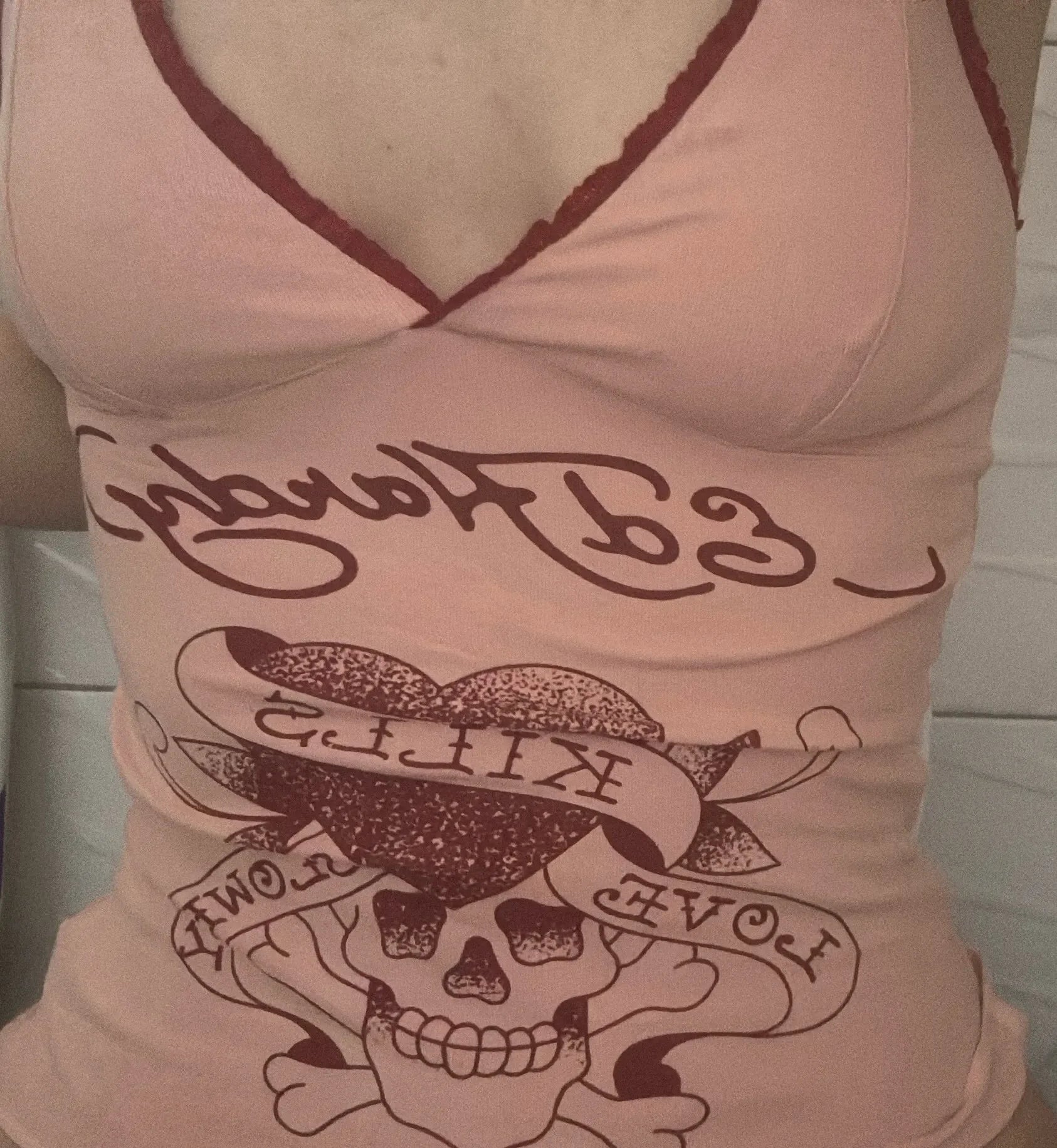 BXOXO Kawaii Crop Top Camis Women Clothes Lace Sexy Slim Pink Cute 2000s Top Sling Grunge Coquette Femme Punk Tank Top Y2k Clothing