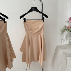 BXOXO - summer inspo Women Summer New Off Shoulder Strapless Mini Dress Chic Irregular Sexy Club Backless Ruffle Edge Short Dress