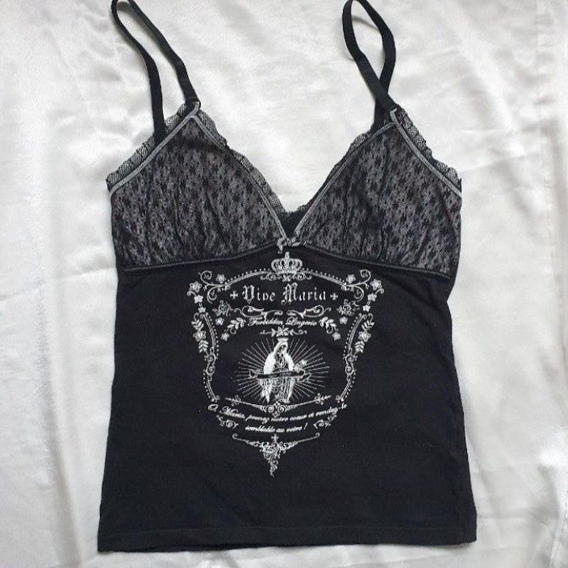 Bxoxo Cute Lace Bow Women Tank Vest vintage Aesthetic Y2K Sweet Harajuku crop tops Streetwear Hip Hop Punk Rock emo girl Baby T-Shirt
