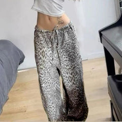 BXOXO Y2k Pants Leopard Women Clothing Harajuku High waist Joggings Femme Pantalones Trousers Street Loose Emo Punk Aesthetic Pants