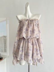BXOXO Summer Korea Fashion Pretty Mini Dress Women Lace-Up Off Shoulder Print Party Dress Female Sexy Sweet High Street Clothing New