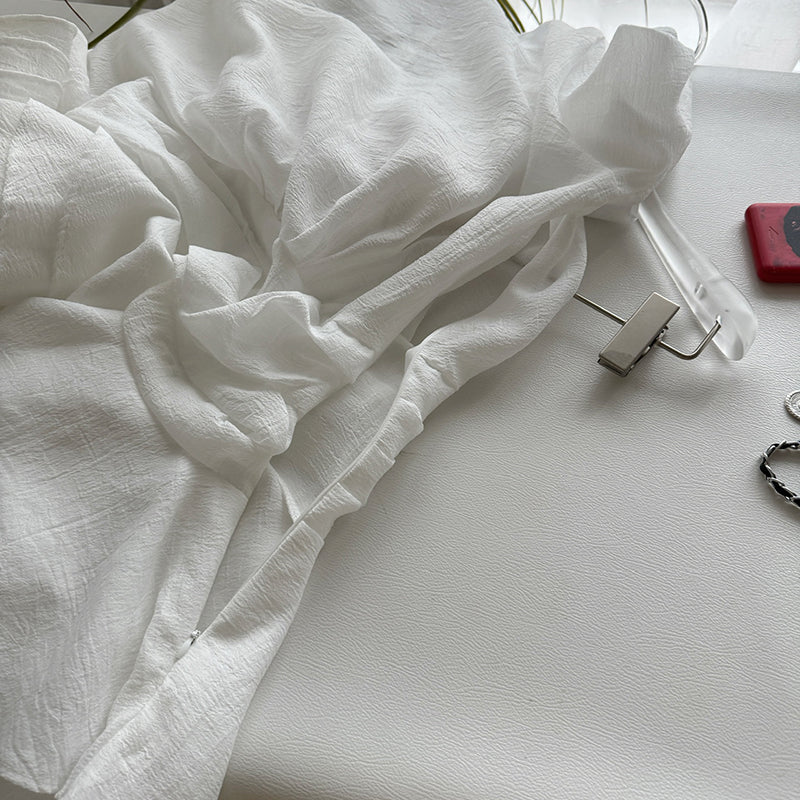 BXOXO - summer inspo 2025 New White Shirts Dresses for Women Elegant Lady Casual Long Sleeve Button Down Ruffles Dress High Waist Loose Party Dress