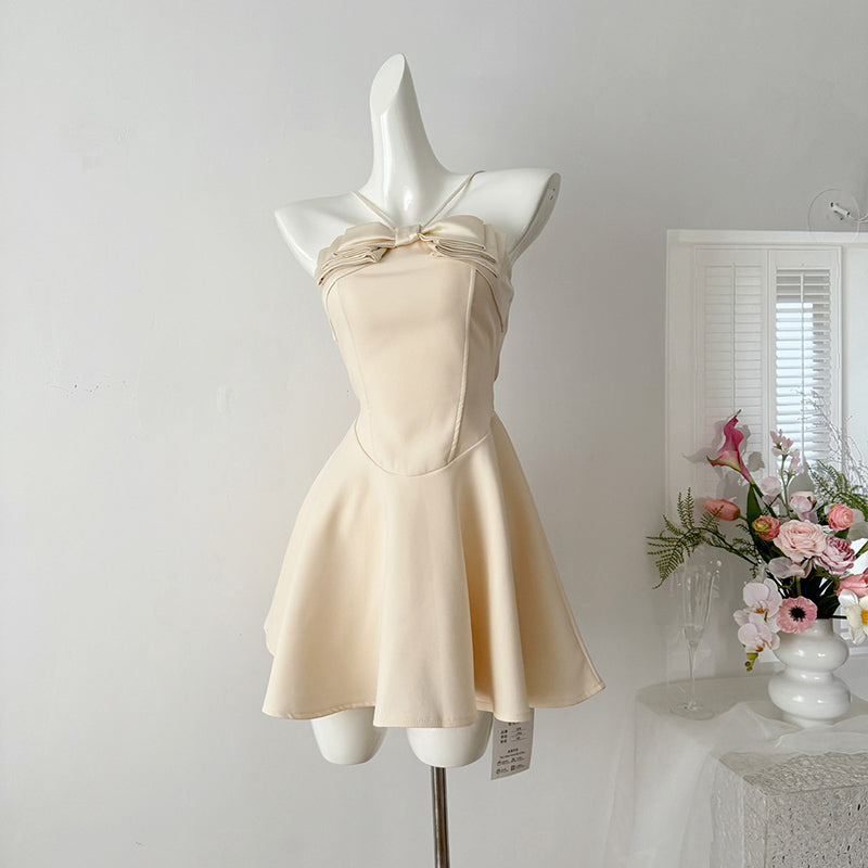BXOXO - summer inspo Elegant Temperament Suspender Dress Sexy Bow Off Shoulder Mini Dresses Summer New Sleeveless Party Short Dress