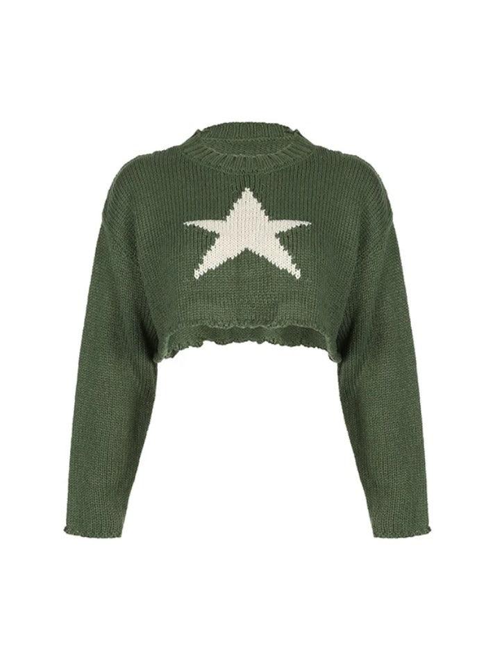 Vintage Star Jacquard Cropped Sweater
