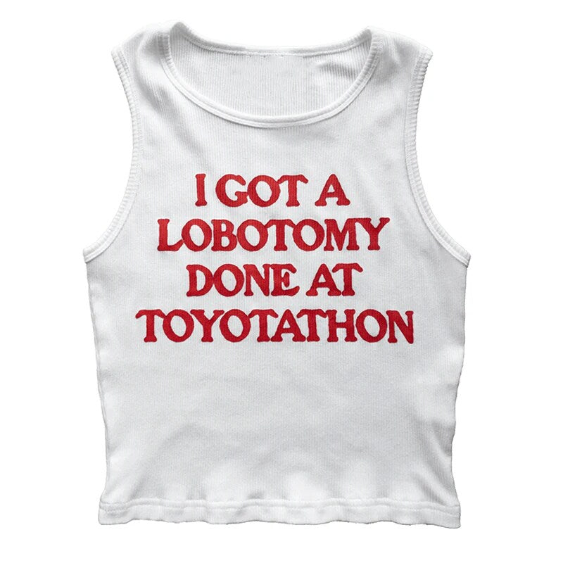 Bxoxo Hip hop punk rock chic letter print streetwear white women sleeveless camisole fashion casual Y2K vintage Harajuku slim baby top