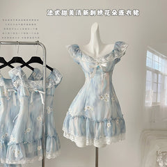 BXOXO - summer inspo Floral Short Sleeve Dress Women Summer Fashion Party Dress Casual Elegant Fairy Dresses Chic Design Sweet Mini Dress