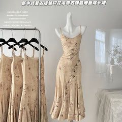 BXOXO - summer inspo New Chinese Style Fashionable Retro Slim Fit Suspender Dress for Women's Summer New Print Sleeveless Dresses