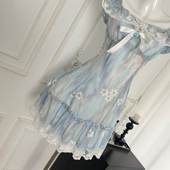 BXOXO - summer inspo Floral Short Sleeve Dress Women Summer Fashion Party Dress Casual Elegant Fairy Dresses Chic Design Sweet Mini Dress