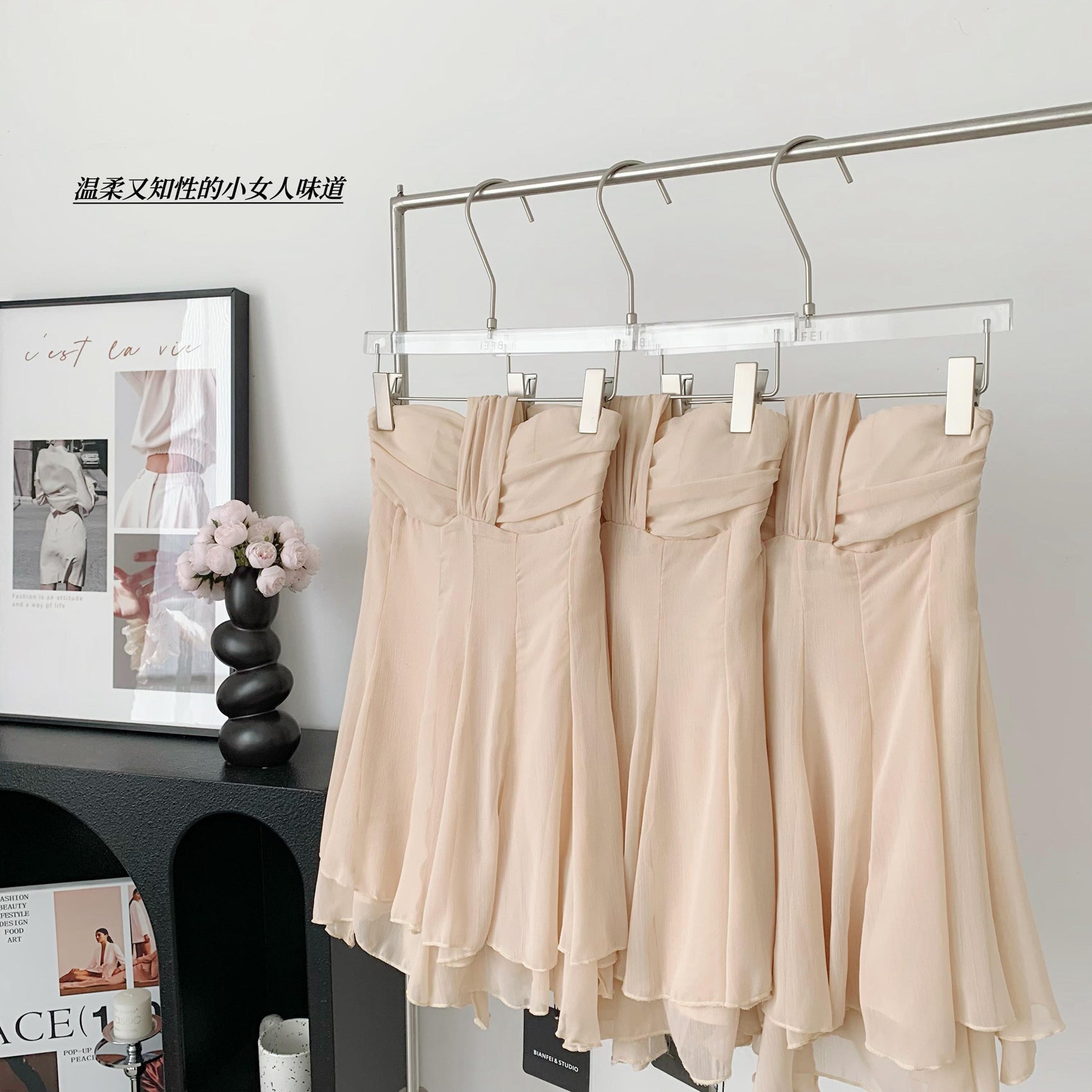 BXOXO - summer inspo Dresses For Women 2025 Skinny Waist Small A Skirt Open Back Off-the-shoulder Halter Neck Irregular Mini Dress