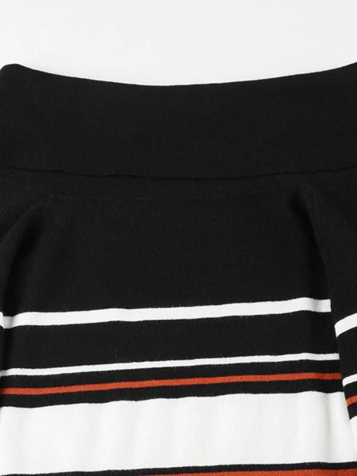 BXOXO - Off Shoulder Striped Print Sweaters