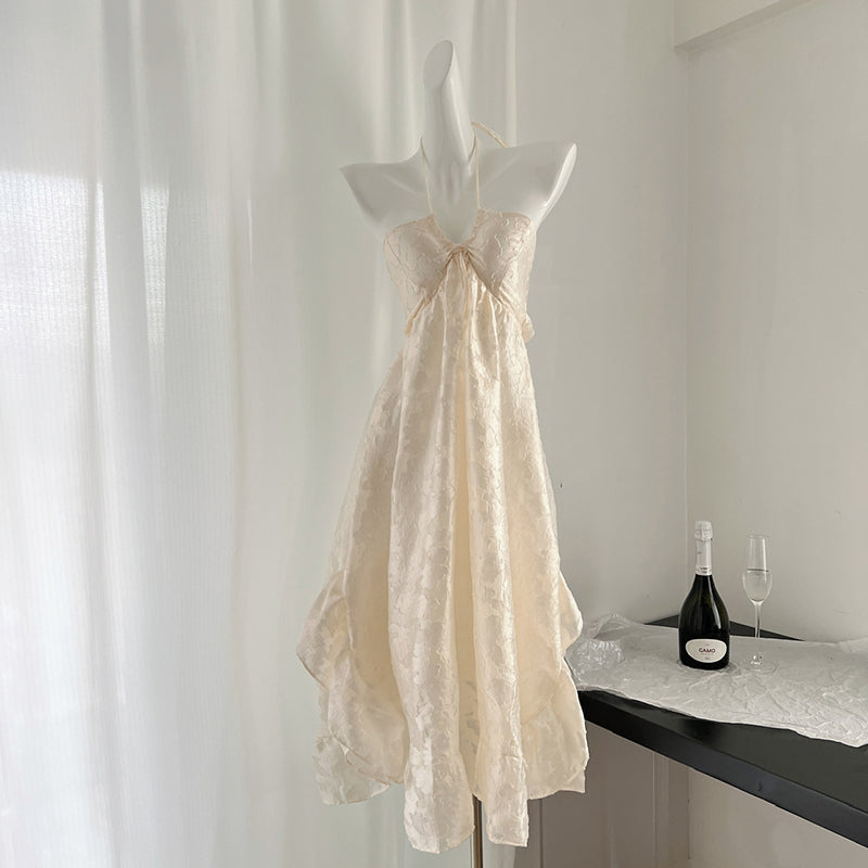 BXOXO - summer inspo Holiday Style Halter Backless Party Dress for Women Spring Summer New Fairy Beach Sleeveless Long Dresses