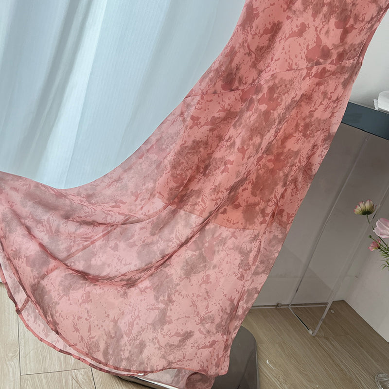 BXOXO - summer inspo French Floral Strap Dress for Women 2025 Summer New Vintage V-neck Sleeveless Fishtail Dress Vacation Style Sling Dresses
