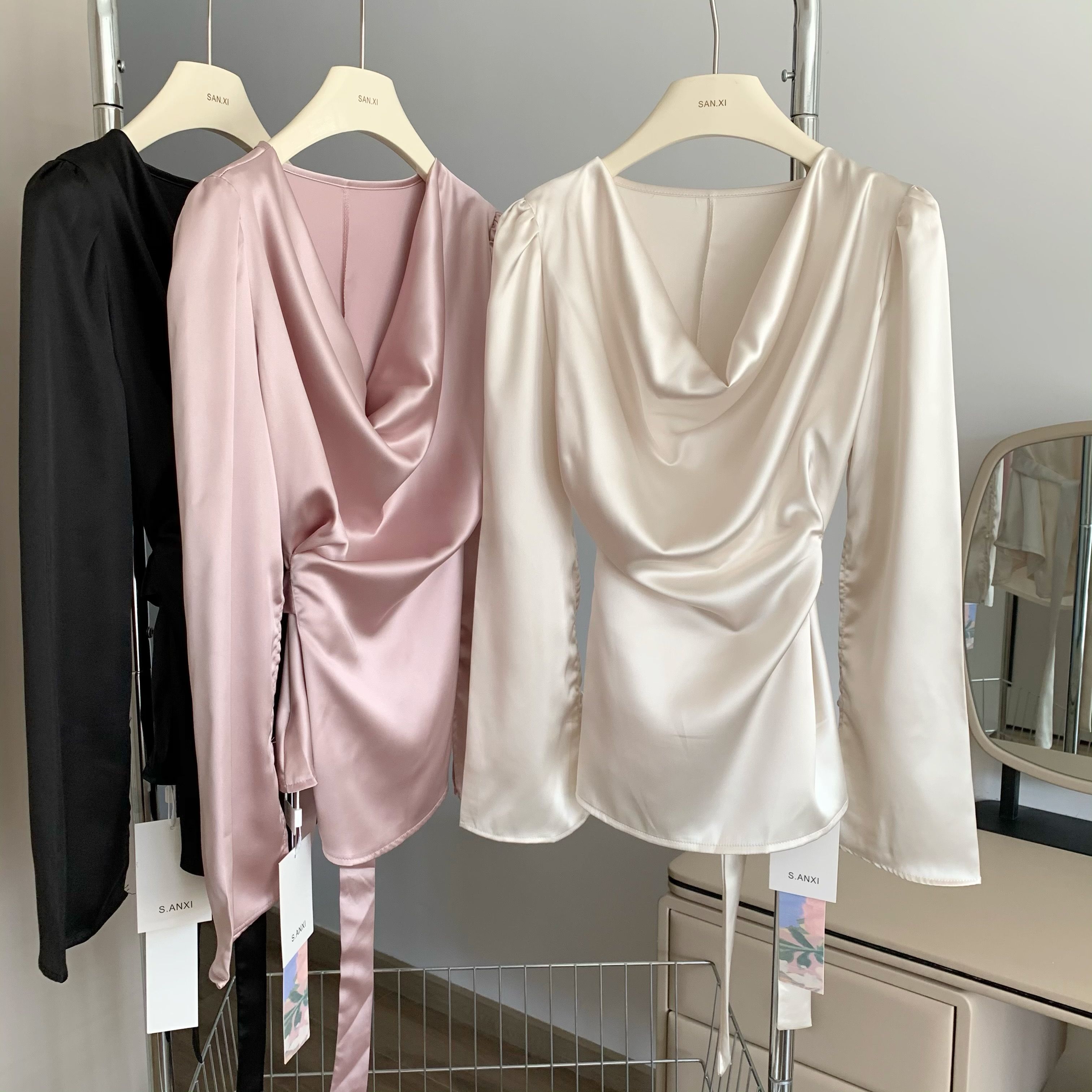 BXOXO - summer inspo Comfortable High Quality Satin Tops Korean Fashion Elegant Sexy Party Blouse Cozy Party Elegant Shirts Blous