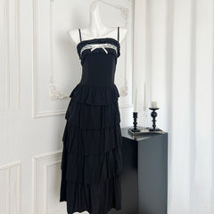 BXOXO - summer inspo Women Elegant Cake Layered Dress Sexy One Shoulder Sleeveless Suspender Dress 2025 Fashion Vacation Style Long Dress
