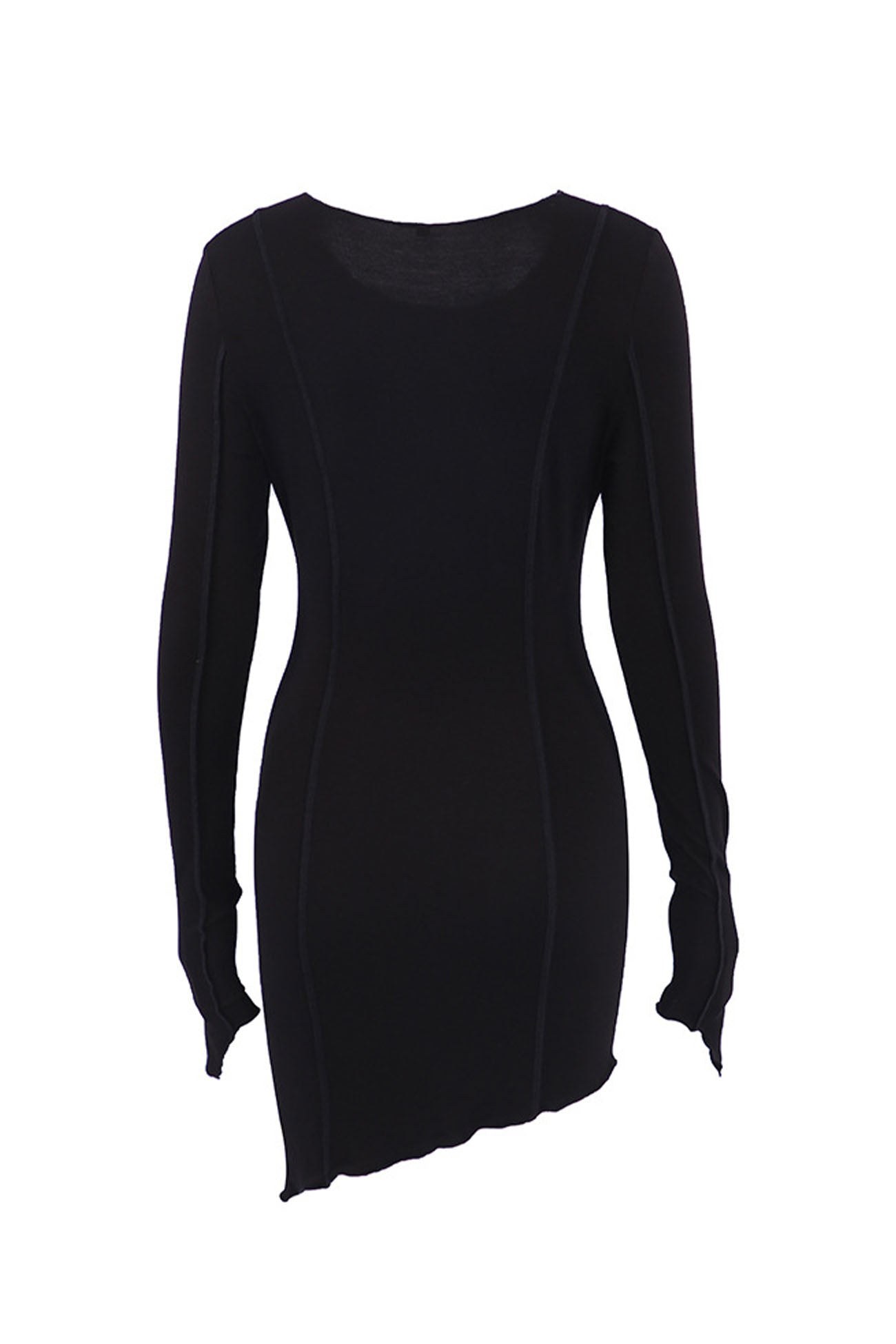 BXOXO - Irregular Shirred Long Sleeve Bodycon Mini Dress