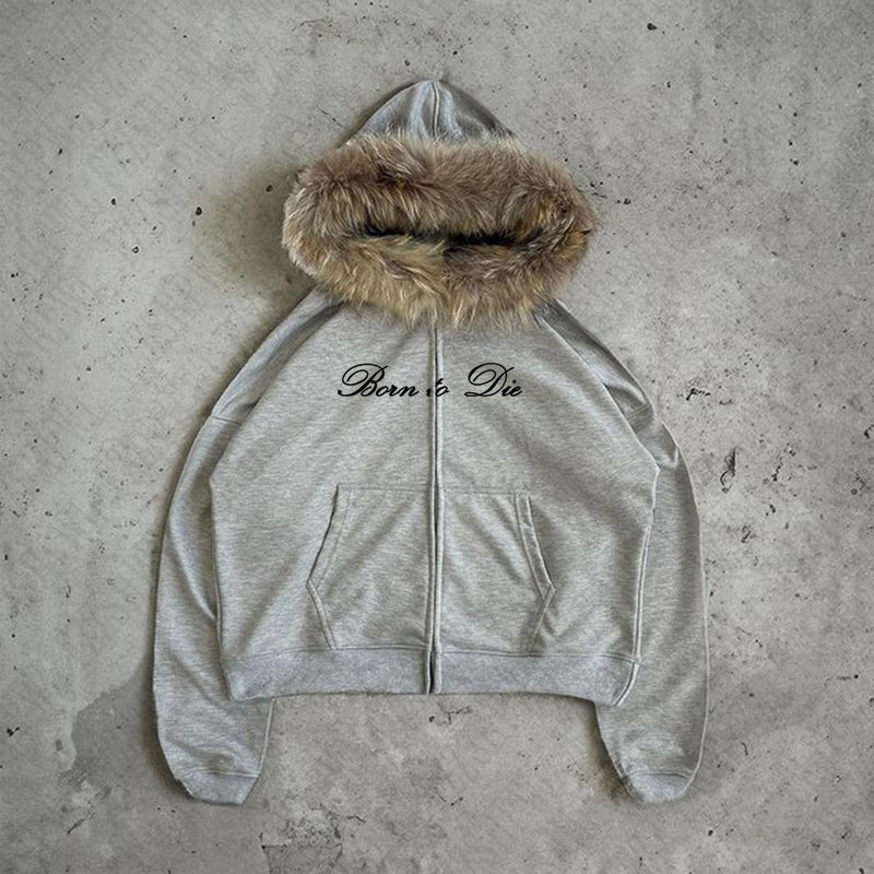 Bxoxo High street fashion autumn and winter zipper cardigan jacket sweatshirt punk hip-hop gothic rock Harajuku Y2K hooded sweatshirt