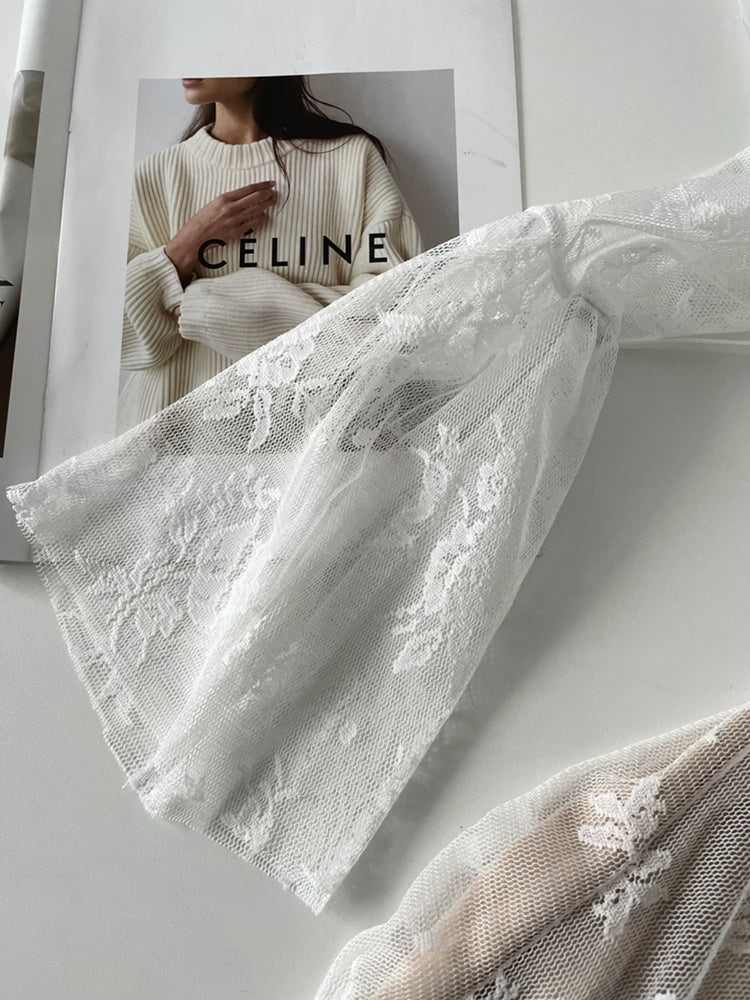 BXOXO - summer inspo Women's Knitted Dress Lace Mesh Patchwork Long Sleeve Square Collar Lace Up Sexy Mermaid Skirt Spring New Club Party Dress