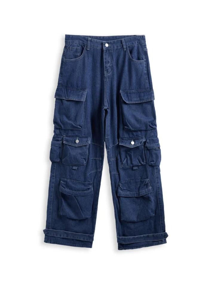 Washed Multi Pocket Cargo Jeans
