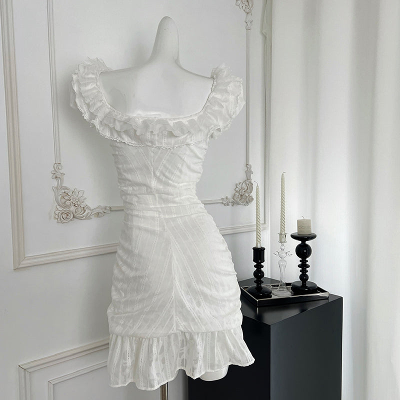 BXOXO - summer inspo Sweet White Kwaii Cute Mini Dress Summer New Fashion Design Princess Short Dresses Elegant Sleeveless Fairycore Dress