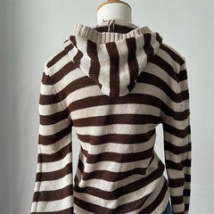 Bxoxo Vintage striped autumn and winter women's pullover sweater casual fashion chic Harajuku punk streetwear gothic slim sweater emo