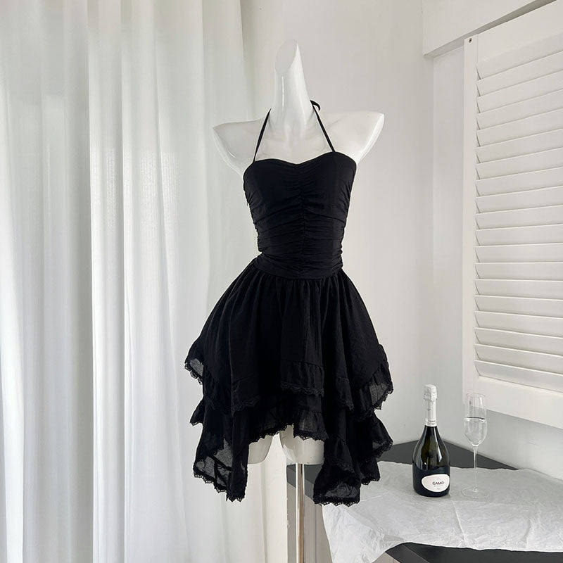 BXOXO - summer inspo Sexy Halter Ruffles Hem Irregular Mini Dress Women Y2K Sleeveless Slim Fit Short Dresses 2025 Summer Chic Party Vestido
