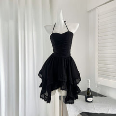 BXOXO - summer inspo Sexy Halter Ruffles Hem Irregular Mini Dress Women Y2K Sleeveless Slim Fit Short Dresses 2025 Summer Chic Party Vestido