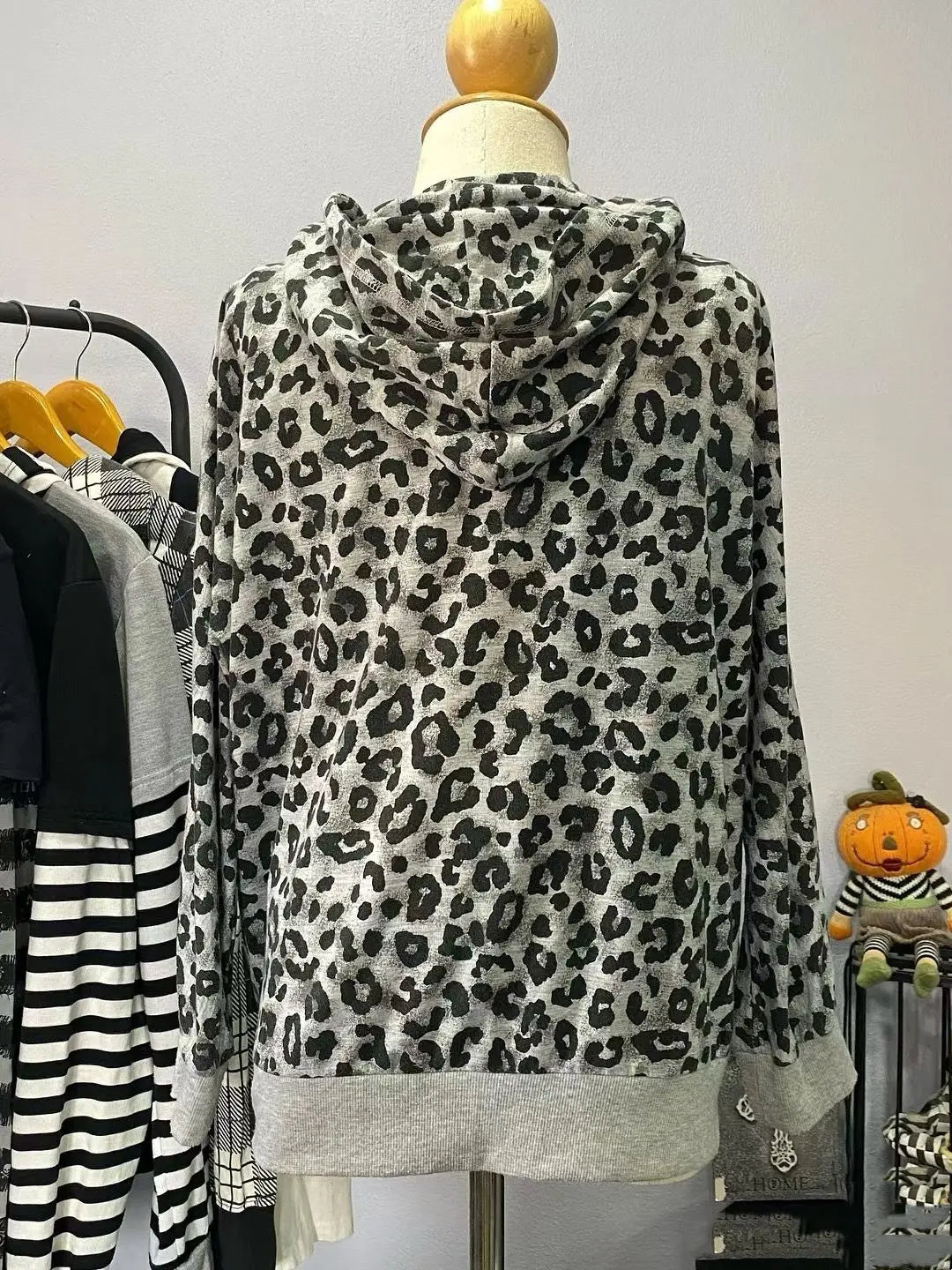 BXOXO Zip Up Hoody Oversized Tops Winter Clothes Vintage Streetwear Graphic Hoodies Long sleeves Leopard  2000s Gothic Punk Y2K Hoodie