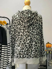 BXOXO Zip Up Hoody Oversized Tops Winter Clothes Vintage Streetwear Graphic Hoodies Long sleeves Leopard  2000s Gothic Punk Y2K Hoodie