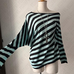 Bxoxo Y2K streetwear fashion Harajuku Women autumn and winter long sleeve 2000s casual vintage striped sexy Punk hip hop tops emo girl