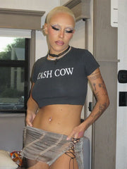 Bxoxo Streetwear Fashion Grunge Hip Hop Rock Punk Casual Y2K vintage Sexy women's Crop Tops Harajuku Slim emo girls Black O-Neck Tops