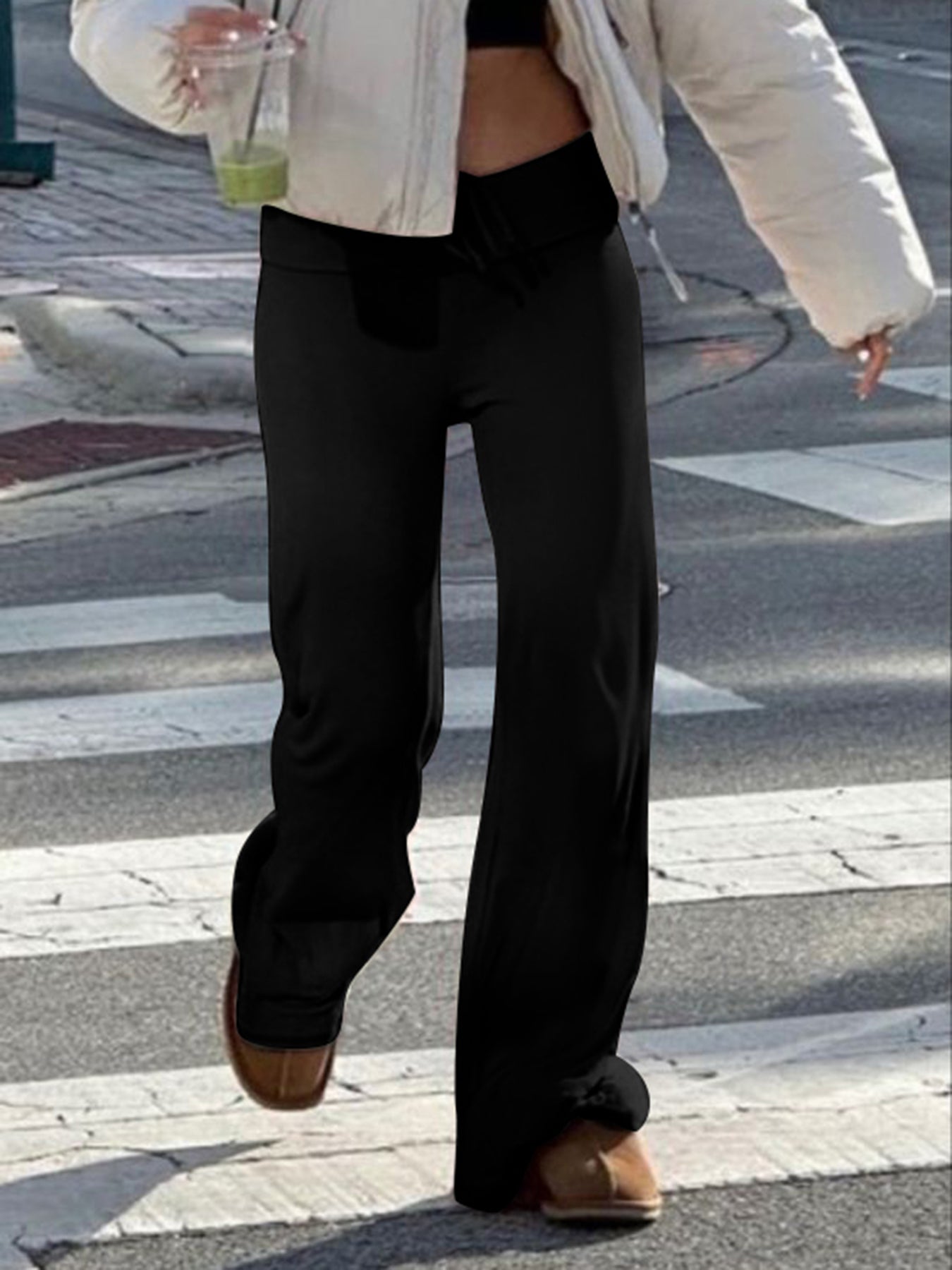 BXOXO - summer inspo Solid Drawstring Low Waist Straight Pants Women Basic Casual Jogger Sweatpants