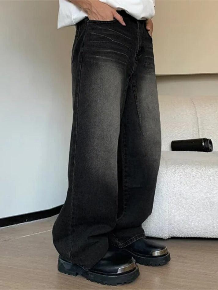 Vintage Wash Straight Leg Loose Jeans