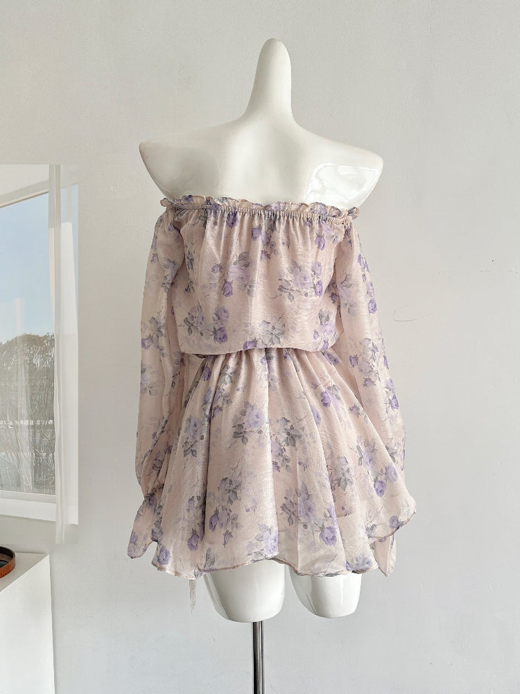 BXOXO Summer Korea Fashion Pretty Mini Dress Women Lace-Up Off Shoulder Print Party Dress Female Sexy Sweet High Street Clothing New