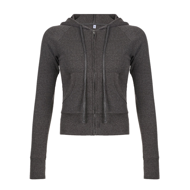 BXOXO - summer inspo Solid Knitted Autumn Winter Women’s Sweats Cardigan Long Sleeve Ribbed Causal Basic Fashion Zip Up Hooded Coat