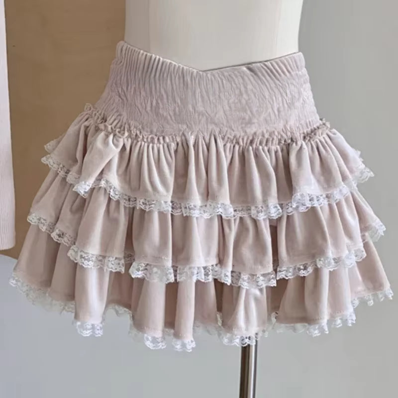 BXOXO Fall Winter Women Korea Kpop Mori Girl 2000s Aesthetic Outfits 2 Piece Set Long Sleeve Off Shoulder Coquette Tops + Mini Skirt