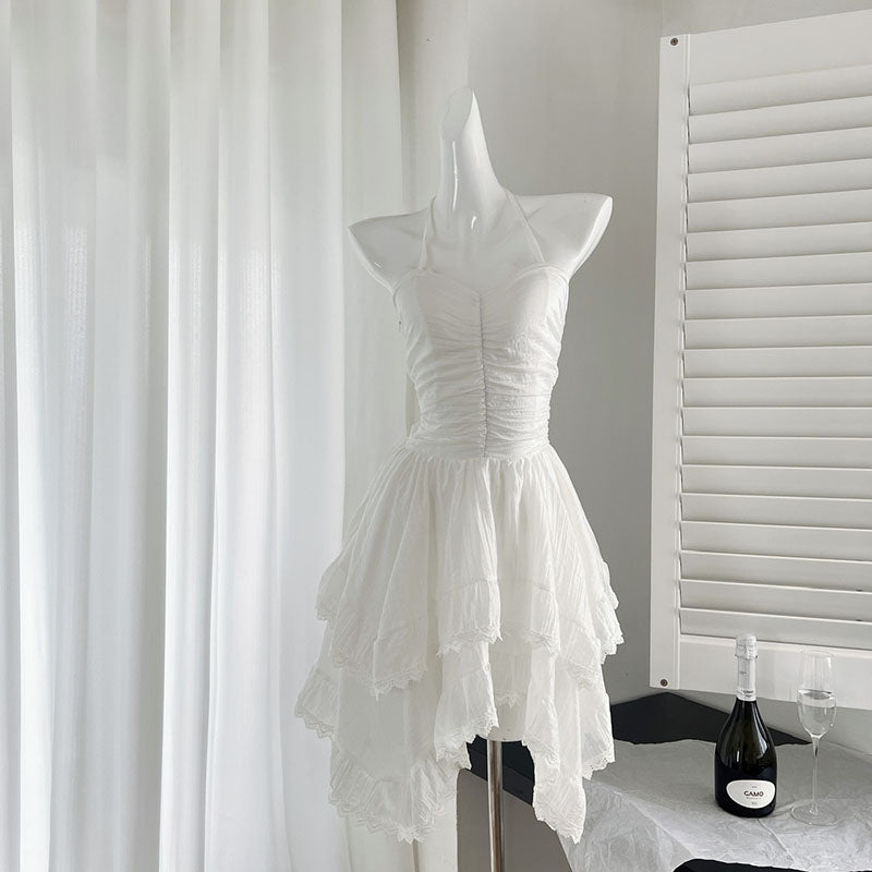 BXOXO - summer inspo Sexy Halter Ruffles Hem Irregular Mini Dress Women Y2K Sleeveless Slim Fit Short Dresses 2025 Summer Chic Party Vestido