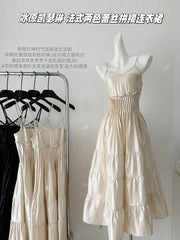 BXOXO - summer inspo French Style Beach Vacation Slip Dresses Women Sleeveless V-Neck Suspender Dress Simple Elegant Lace Patchwork Long Dress
