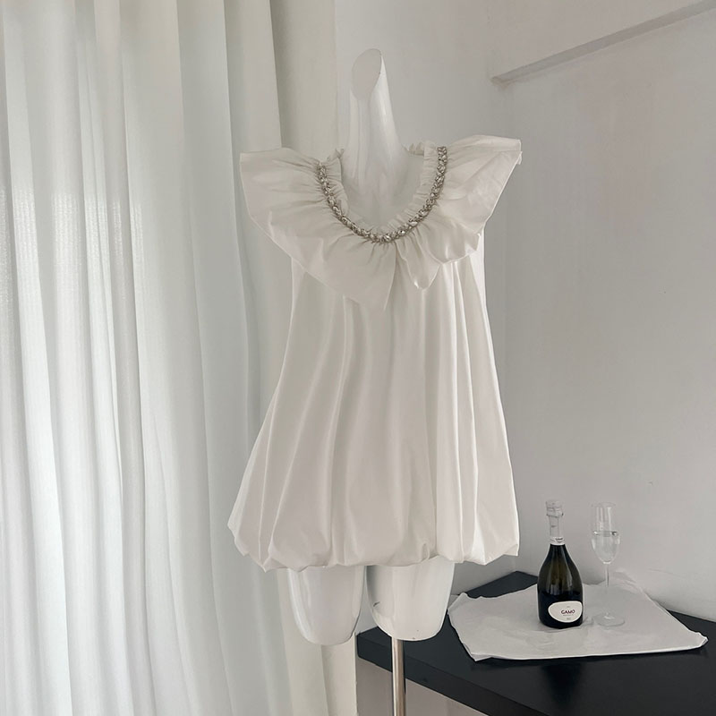 BXOXO - summer inspo Korean Style Gentle Lotus Leaf Edge V-neck Dress Women Summer New Temperament Sleeveless Dress Chic Beach Vestidos