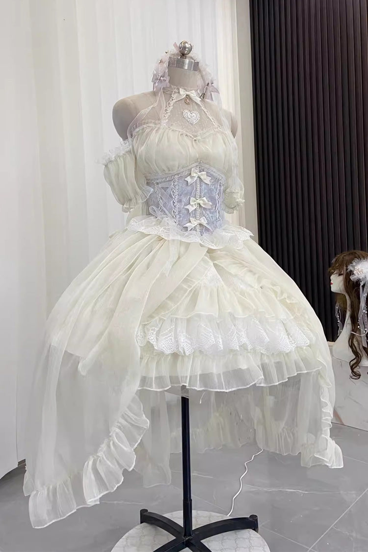 BXOXO - Ballet Twins Ruffle Bowknot Short Front Long Back Sweet Lolita Dress 2 Colors