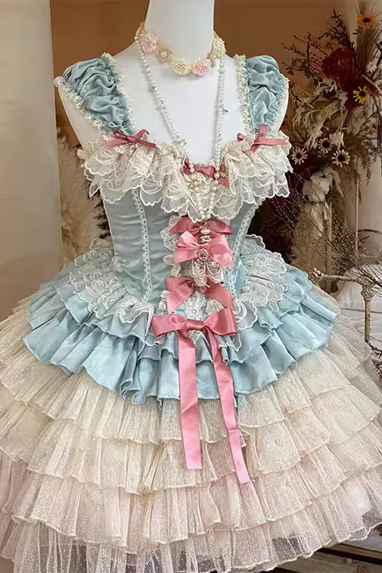 BXOXO - Love God Girl Romantic Ballet Style Multi-layer Ruffle Sweet Princess Lolita Dress 2 Colors