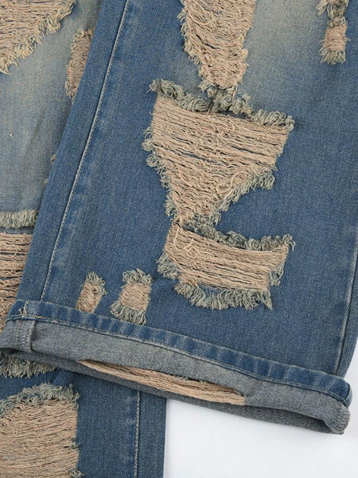 Vintage Distressed Low Rise Ripped Jeans