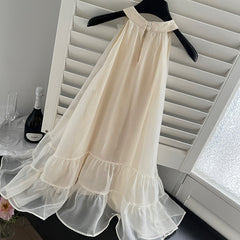 BXOXO - summer inspo Fashion Sweet Dress for Women Gentle Style Sleeveless Loose Halter Dress Summer 2025 New Holiday Beach Dress