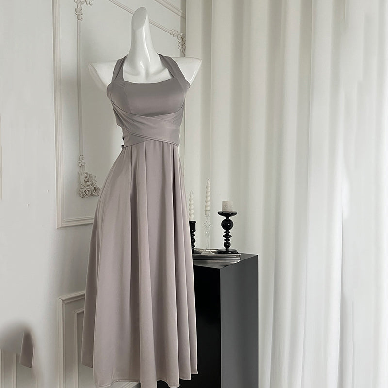 BXOXO - summer inspo Summer Sleeveless Halter Long White Maxi Dress Elegant Tight Waist Beach Dress Robes Fashion Evening Dresses