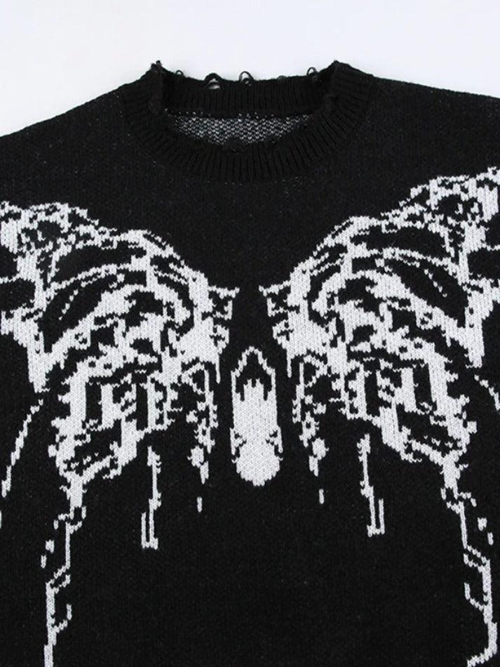 Vintage Butterfly Tattered Design Sweater