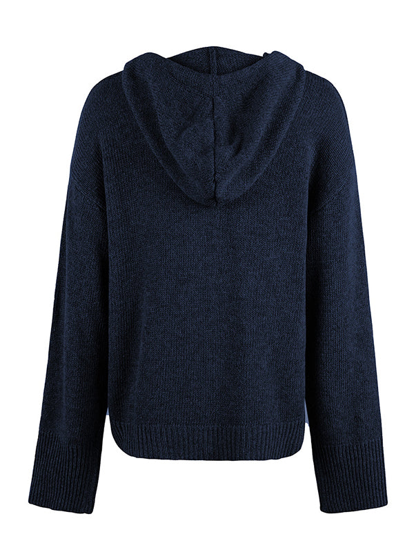 BXOXO Wrap Buttoned Hooded Solid Color Cardigan