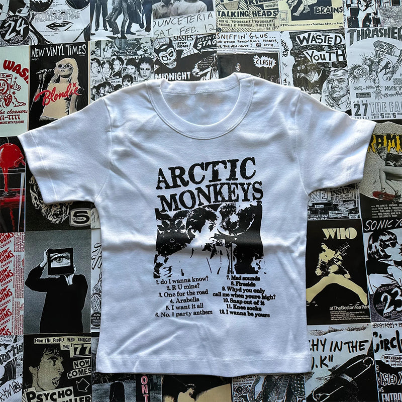 Bxoxo Gothic Hot Girl Harajuku Y2K hip hop Streetwear O-Collar Women's Chic Crop Top Fashion Sexy vintage Punk White Baby Short Sleeve