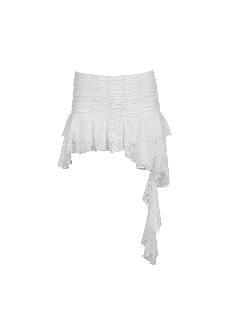 BXOXO - summer inspo Asymmetrical Hem Lining Boho Vacation Lace Skirt Women