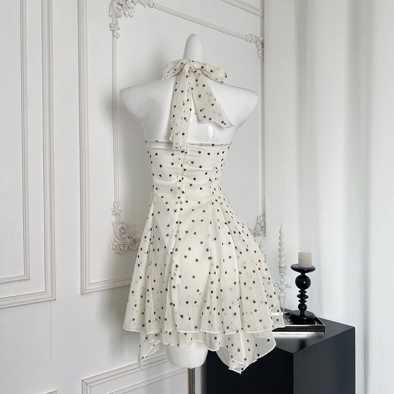 BXOXO - summer inspo Elegant Mini Dresses Women Sleeveless Polka Dot Halter Backless Dress Spring Summer Party Holiday Sexy Sweet Dress